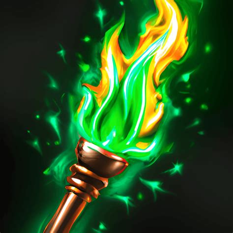 Green Flame Torch With Swirling Magical Energy · Creative Fabrica