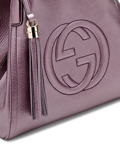 Gucci Soho Leather Shoulder Bag Metallic Purple