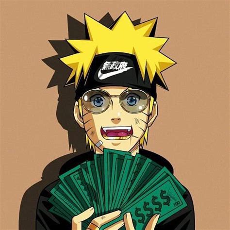 Naruto With Money 💴 Anime Cartoon Art Supreme Wallpaper