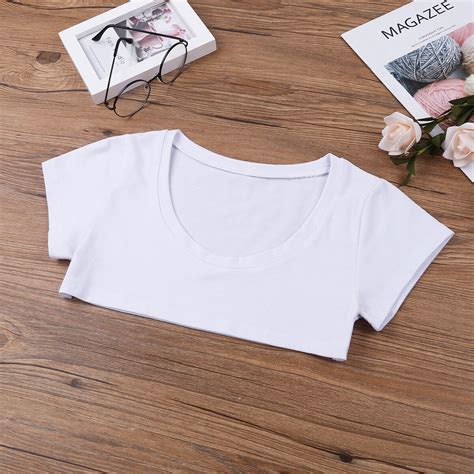 Sexy Women No Bra Cotton Letter Short Sleeve Crop Top T Shirt Summer