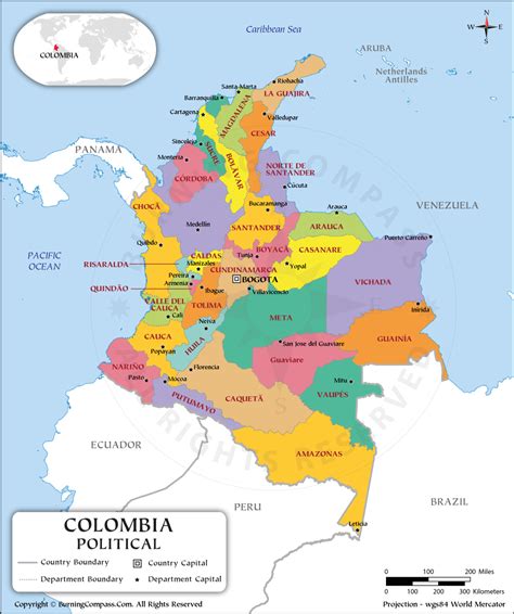 Colombia Department Map Colombia Political Map