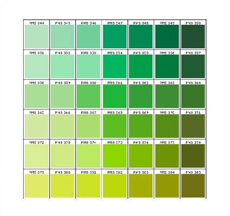 Pms Color Chart Pantone Color Chart Pantone Green