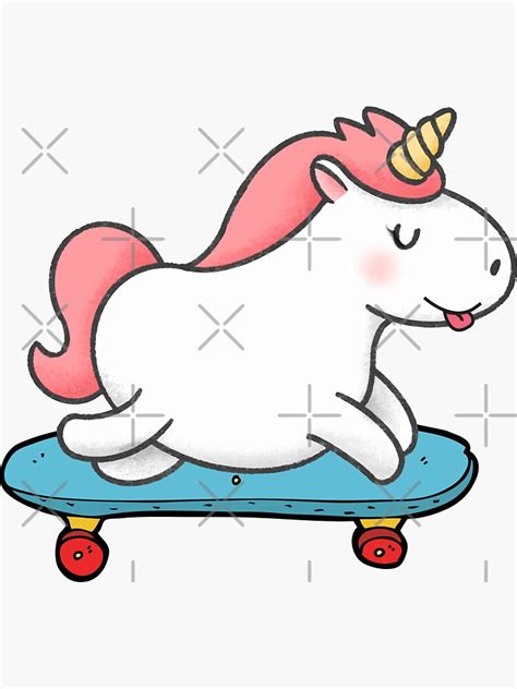 Skateboarding Unicorn Sticker By Helga02 Redbubble