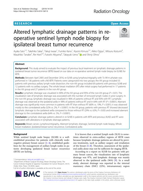 Pdf Altered Lymphatic Drainage Patterns In Re Operative Sentinel