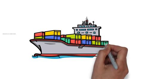 How To Draw A Cargo Ship With Containers In A Simple Way Step By Step