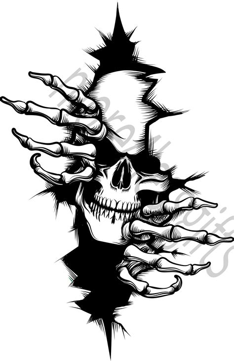 Skull In The Wall Filesvg Vector Fileinstant Downloadfor Lasercnc