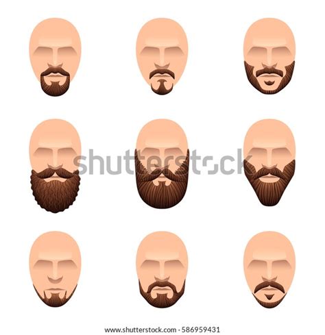 Hipster Mustache Beards Icons Cartoon Vector Stock Vector Royalty Free