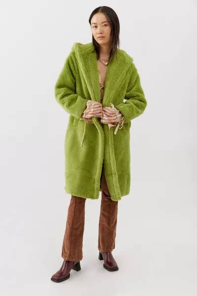 Apparis Mia Hooded Faux Shearling Coat Urban Outfitters