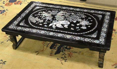 Korean Mother Of Pearl Inlay Low Table Black Lacquer