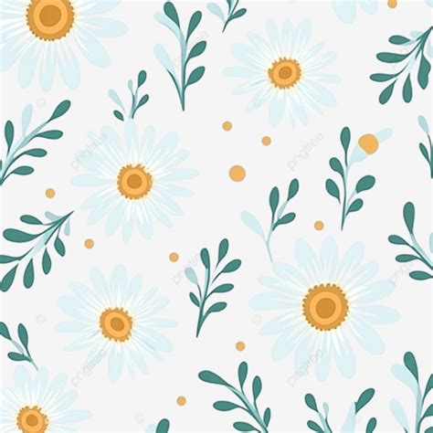 Cute Flat Style Tiny White Daisy Flower Seamless Pattern Sweet Pattern Graphic Png