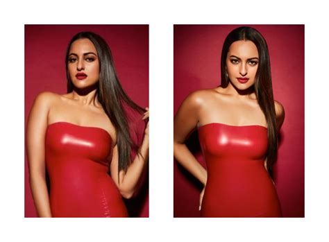 Red Hot Sonakshi Sinha Looks Like A Scarlet Vixen In This Eye Popping Dead Lotus Latex Dress