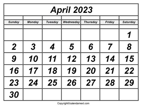 Printable April 2023 Calendar Template With Holidays & Notes