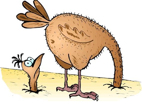 Premium Vector Ostrich Hiding Its Head In The Sand Comic Handdrawn