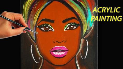 African Lady Acrylic Painting Tutorial For Beginners Easy Step By