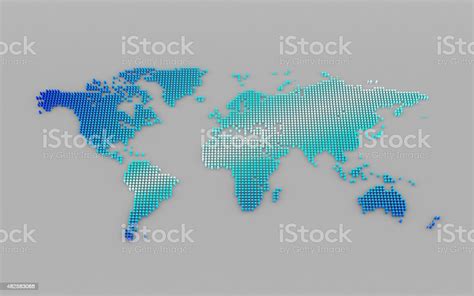 Abstract Computer Graphic World Map Of Blue Round Dots Stock Photo