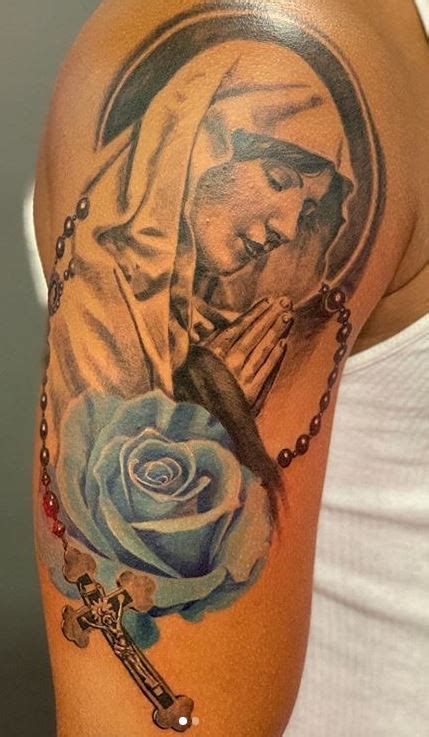 virgin mary with roses tattoo designs