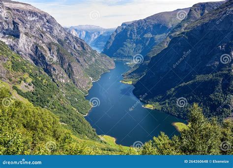 View Of The Famous Naeroyfjord In Norway Stock Photo Image Of Green
