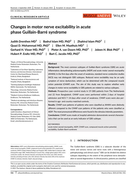 PDF Changes in motor nerve excitability in acute phase GuillainBarré
