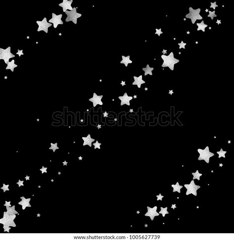 Silver Star Confetti Falling Starry Anniversary Stock Vector Royalty