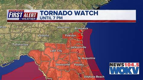 Tornado Watch Issued For All Of Northeast Florida Until 7pm 1045 Wokv