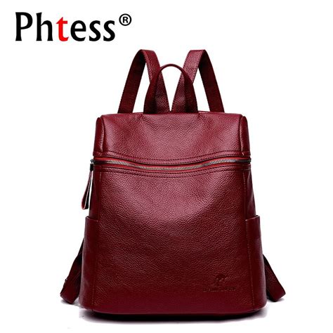 2019 Women Leather Backpacks Schoolbag Travel Shoulder Bag Female