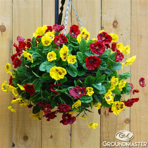 Decorative 30cm Artificial Pansy Ball Flower Hanging Baskets In Various