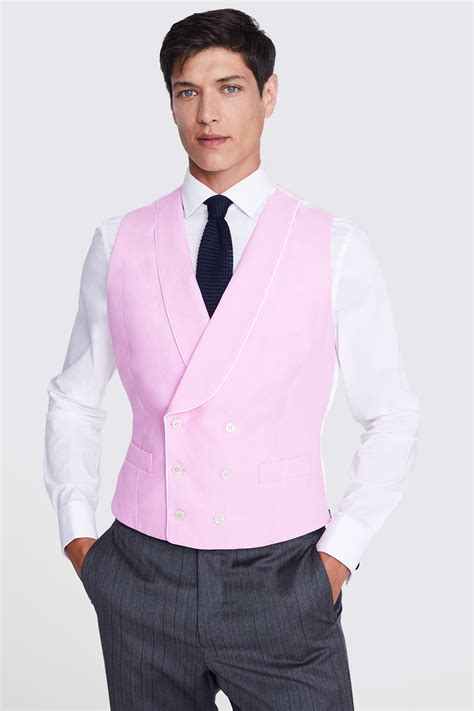 Tailored Fit Pink Linen Waistcoat Buy Online At Moss