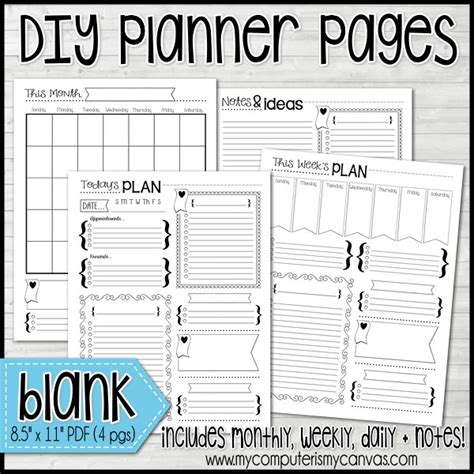 New Diy Blank Planner Pages My Computer Is My Canvas