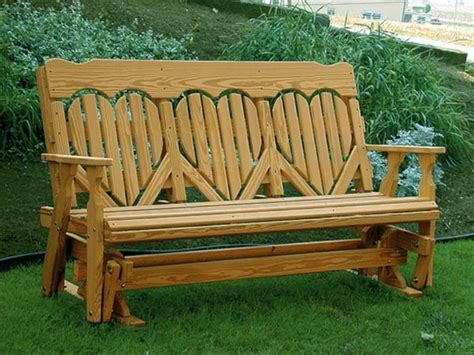 When you shop at cedarwoodfurniture.com, you can find a wood outdoor glider for practically any purpose or taste. Wood High Back Heart Glider from DutchCrafters Amish Furniture