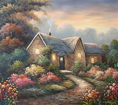 Country Cottage Glow 20 X 24 Original Oil Painting On Canvas Ebay