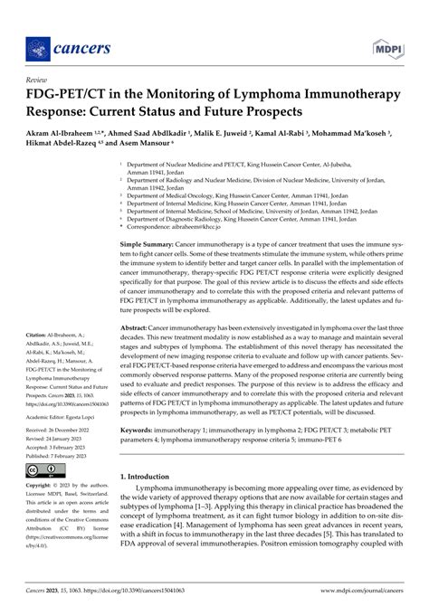 Pdf Fdg Petct In The Monitoring Of Lymphoma Immunotherapy Response
