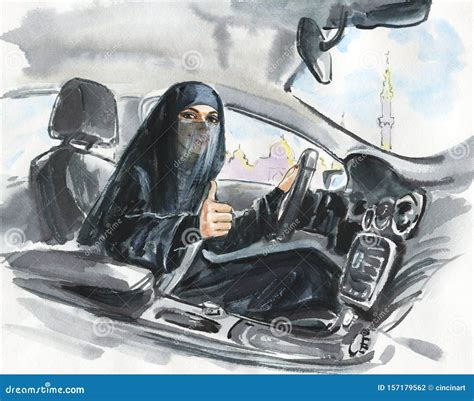 Arabian Woman In The Car Stock Illustration Illustration Of Happy 157179562