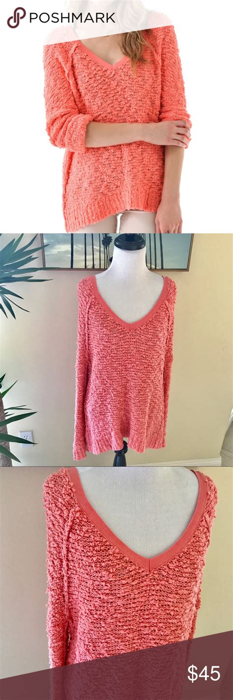 Free People Songbird Pullover Nubby Sweater Pink
