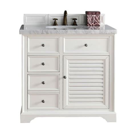 Most bathroom vanities come in more neutral colors like white, brown or gray, but if you're really hoping to make your space stand out, opt for a statement hue like blue. James Martin Signature Vanities Savannah 36 in. W Single ...