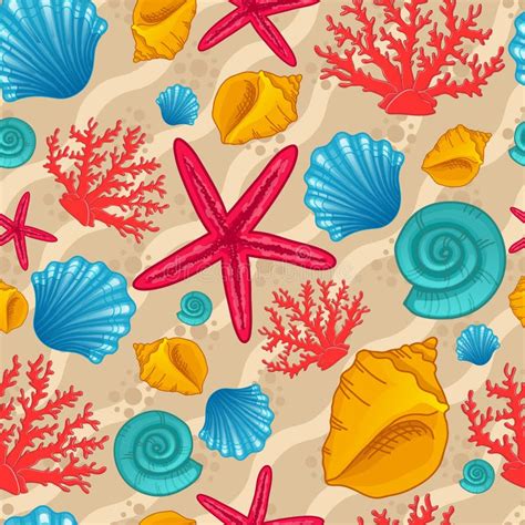 Seamless Pattern With Seashell Stock Vector Illustration Of Cloth