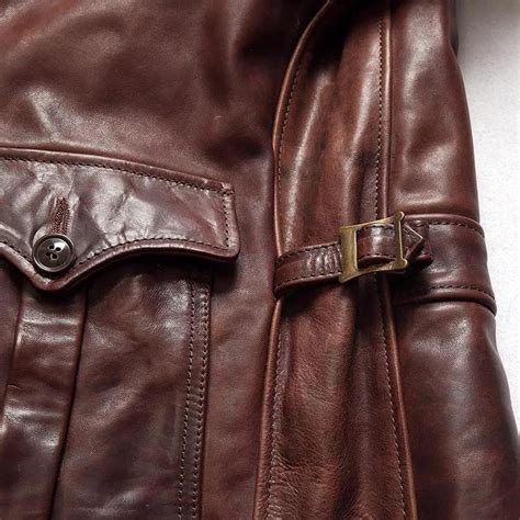 Vintage Wax Brown Military Coat Genuine Cowhide Leather Flap Etsy