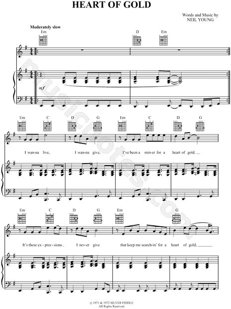 This was also the case with the original rush complete from 1983, though most of the fuzzy pages didn't get selected for inclusion in this new rush. Heart of Gold Sheet Music | Sheet music, Guitar sheet ...