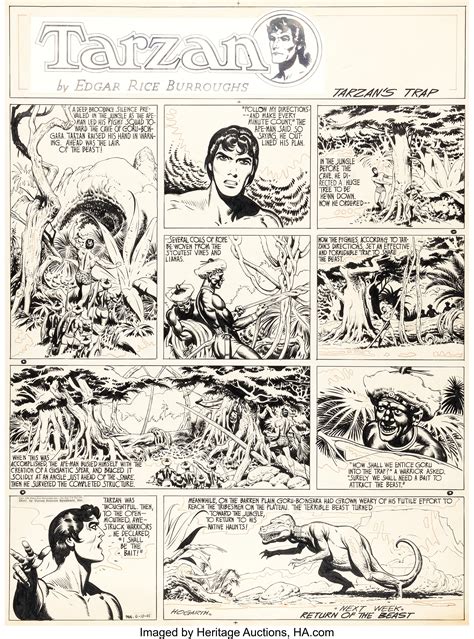 Burne Hogarth Tarzan 744 Sunday Comic Strip Original Art Dated Lot 94100 Heritage Auctions