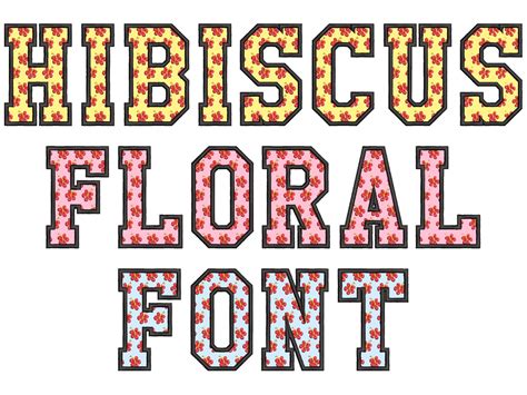 Hibiscus Flower Block Font Floral Alphabet Applique Machine Embroidery