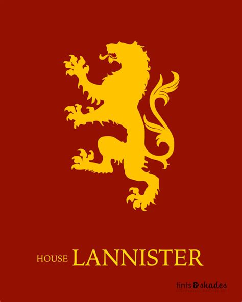 Illustrated game of thrones vector elements, the characters and the houses sigils. Lannister Logos