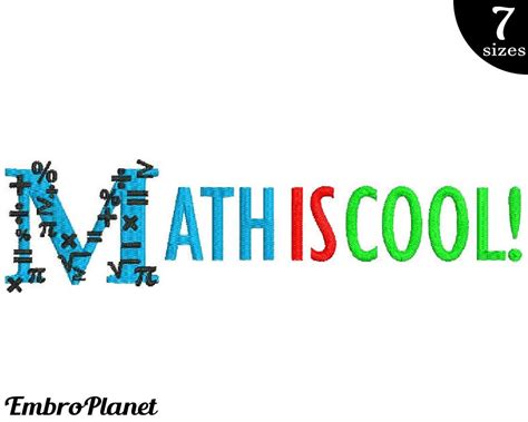 Math Is Cool Design For Embroidery Machine Instant Download Digital