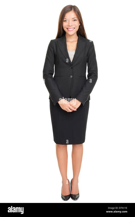 Business Woman Full Body Standing Isolated On White Background With