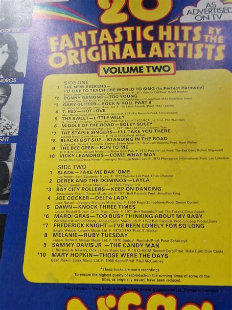 20 Fantastic Hits By The Original Artists Vol 2 Ebay
