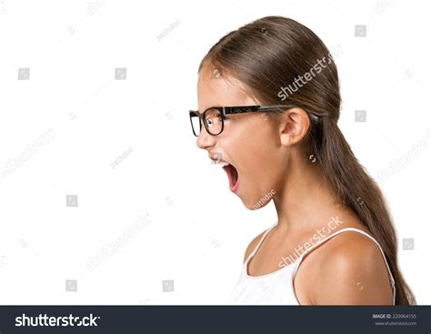 Side View Portrait Angry Child Screaming Stock Photo 220964155