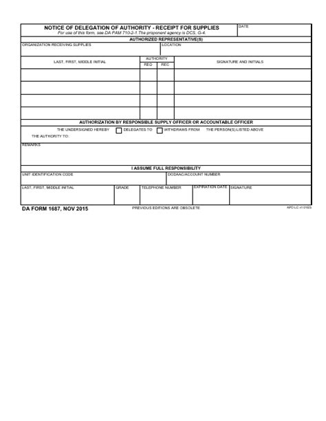 Blank Fillable Da Form 1687 Printable Forms Free Online