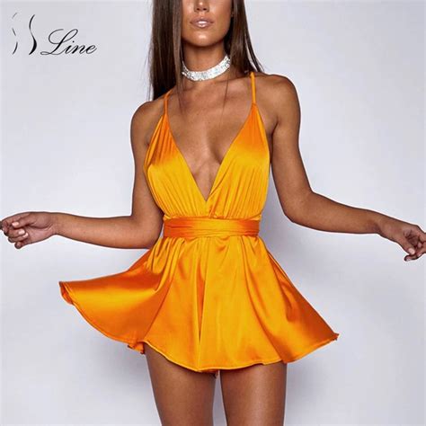 Ssline Women S Deep V Neck Spaghetti Straps Dress Sleeveless Sexy