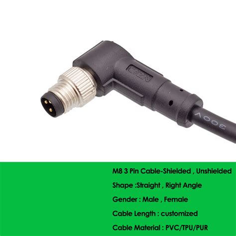 M8 Connector 3 Pin Cable Male Female A Coded Shine Industry