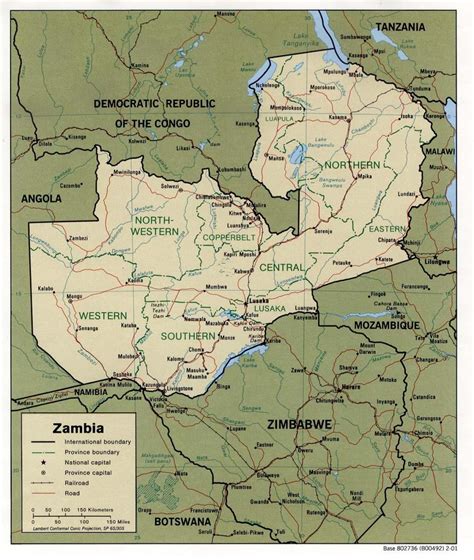Map Of Zambia Showing Physical Features Zambia Physical Features Map