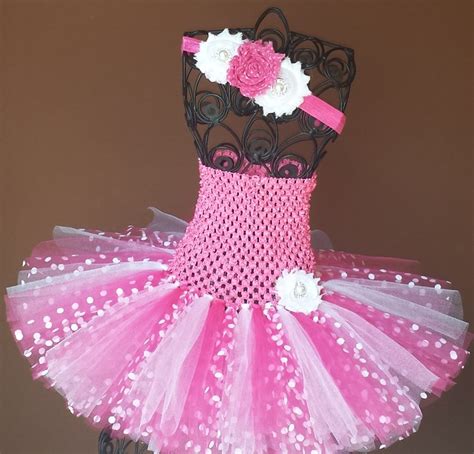 Pink White And Pink With White Dots Tutu Dressbaby Tutu Dress Etsy