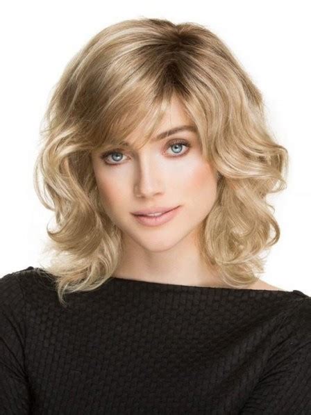 Shoulder Length Wavy Blonde Wigs With Side Bangs Best